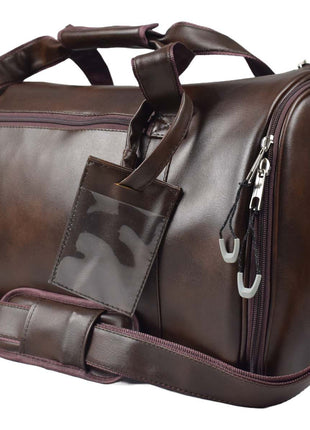 Tango Leather Duffle Bag With Shoe Compartment - Dark Brown