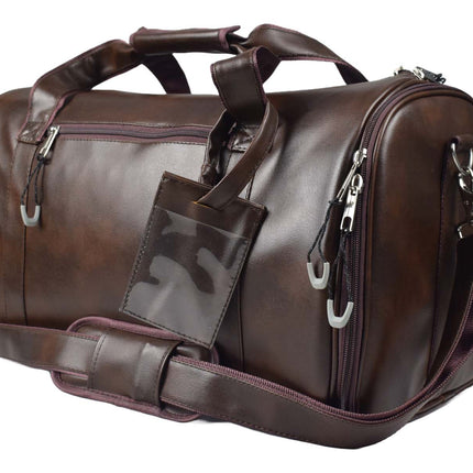 Tango Leather Duffle Bag With Shoe Compartment - Dark Brown