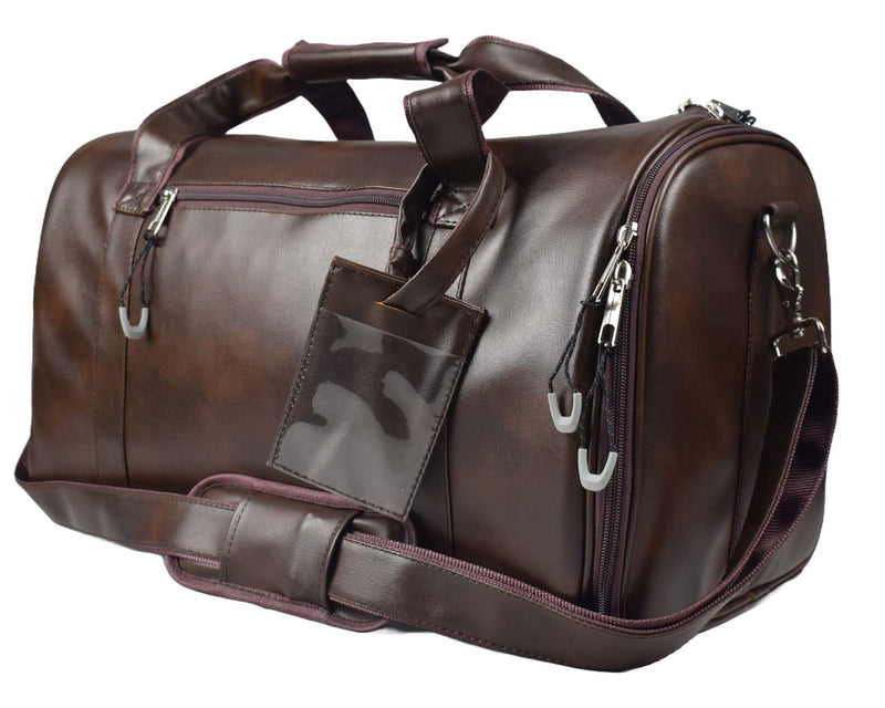 Tango Leather Duffle Bag With Shoe Compartment - Dark Brown