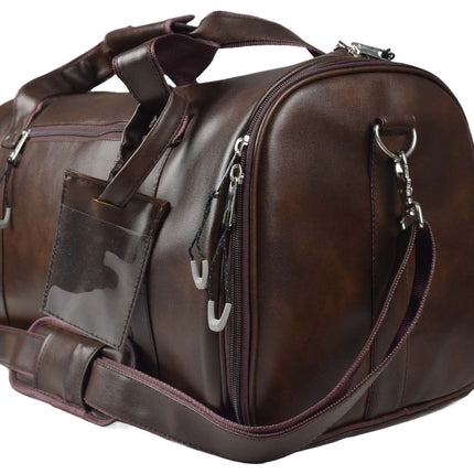 Tango Leather Duffle Bag With Shoe Compartment - Dark Brown