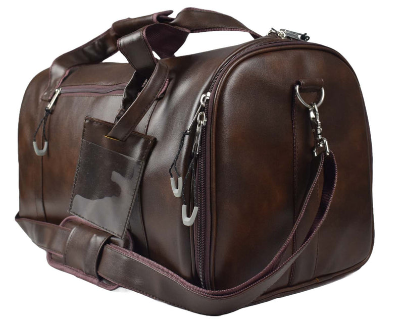Tango Leather Duffle Bag With Shoe Compartment - Dark Brown