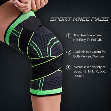 Knee Support Brace with Straps (One Piece) - Black