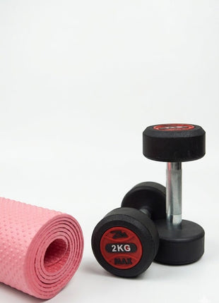 2KG Rubber Dumbbells With 4mm Yoga Mat - Pack