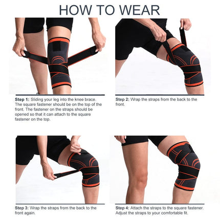 Knee Support Brace with Straps (One Piece) - Black