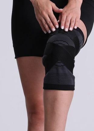 Knee Support Brace with Straps (One Piece) - Black
