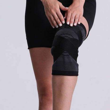 Knee Support Brace with Straps (One Piece) - Black