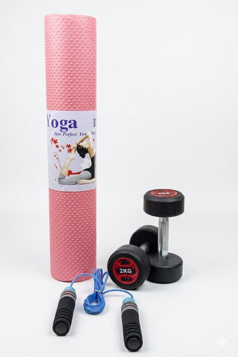 2KG Rubber Dumbbells With 4mm Yoga Mat - Pack
