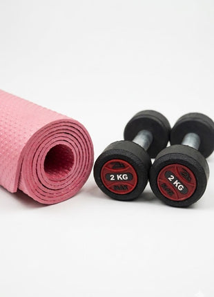 2KG Rubber Dumbbells With 4mm Yoga Mat - Pack