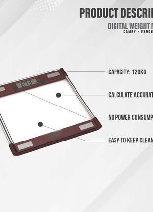 Camry Digital Weight Machine Maroon - EB9063