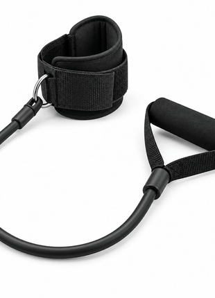 Elastic Resistance Band for Ankle with Handle | Physiotherapy & Strength Training | Non-Slip Foam Grip