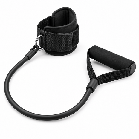 Elastic Resistance Band for Ankle with Handle | Physiotherapy & Strength Training | Non-Slip Foam Grip