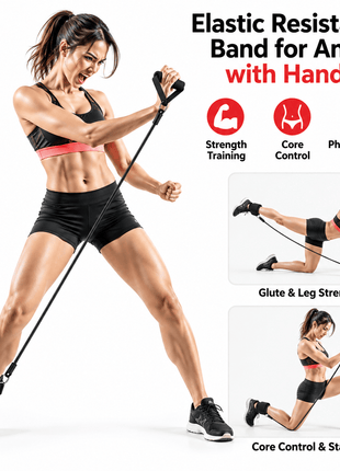 Elastic Resistance Band for Ankle with Handle | Physiotherapy & Strength Training | Non-Slip Foam Grip