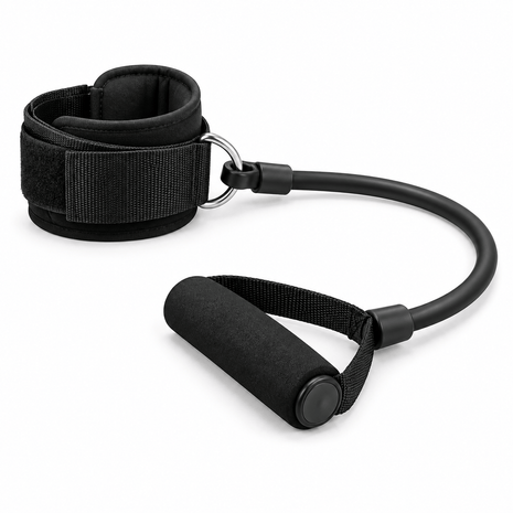 Elastic Resistance Band for Ankle with Handle | Physiotherapy & Strength Training | Non-Slip Foam Grip