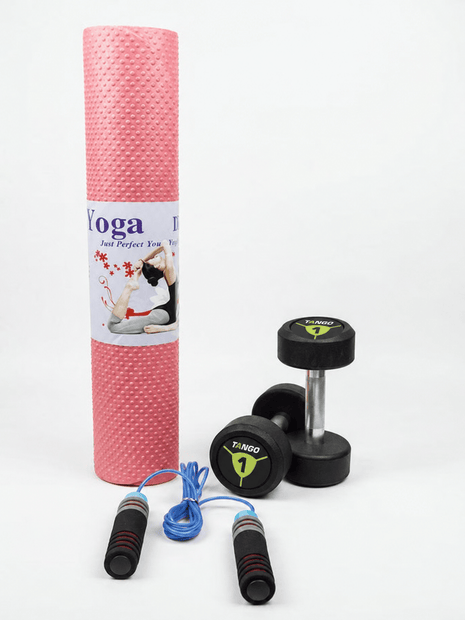 1 KG Dumbbells with 4mm Yoga Mat - Pack of 2