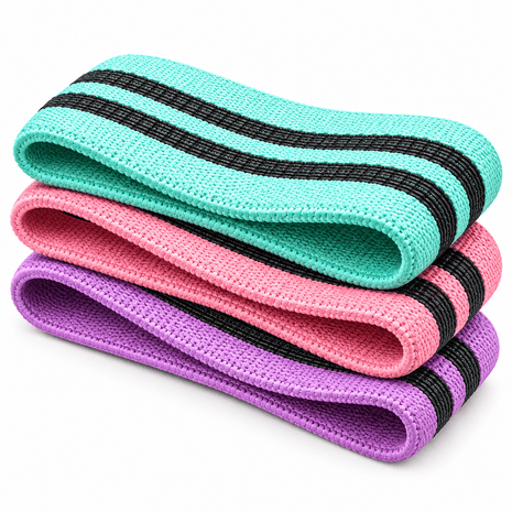 Premium Fitness Resistance Band for Women – Waist & Hip Training | Polyester Cotton Exercise Band | Pack of 3