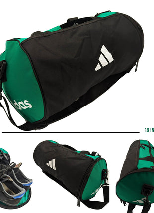 3 Stripes Duffle Stripes With Shoe Compartment Green - 18 Inches