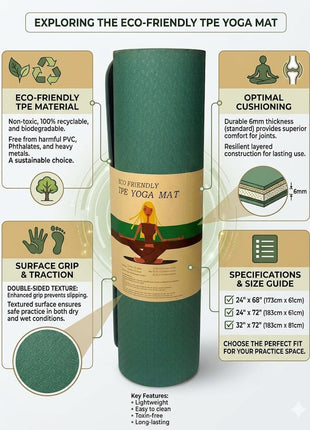 Yoga Exercise Mat - TPE Material 6mm - Random Colors