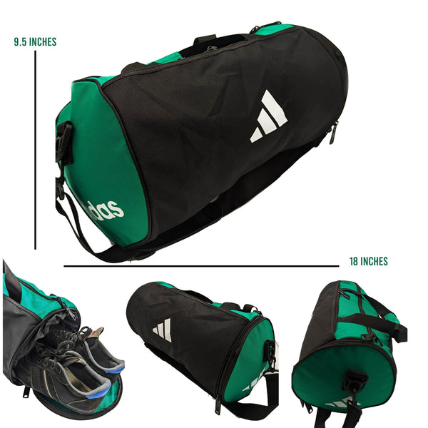 3 Stripes Duffle Stripes With Shoe Compartment Green - 18 Inches