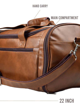 Tango Leather Duffle Bag With Shoe Compartment - Brown
