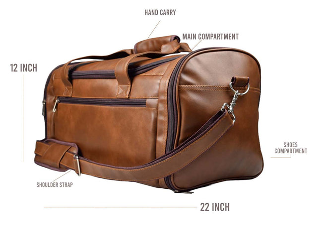 Tango Leather Duffle Bag With Shoe Compartment - Brown