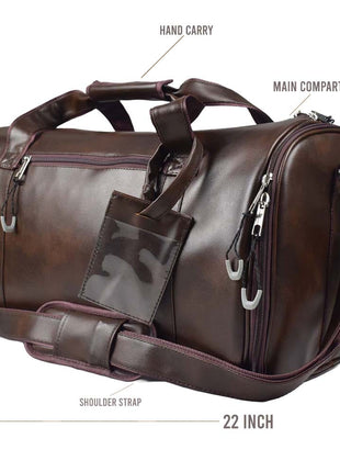 Tango Leather Duffle Bag With Shoe Compartment - Dark Brown