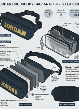 Jordan Waist & Cross Body Bag - Blue and Black