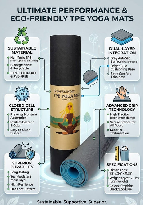 Yoga Exercise Mat - TPE Material 6mm - Random Colors