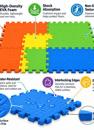 Interlocking Foam Gym Floor Mats | Protective Exercise & Play Flooring