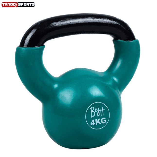 4kg kettlebells made of vinyl-coated cast iron