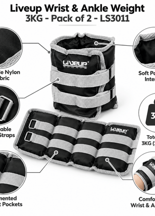 Liveup Wrist & Ankle Weight 3KG - Pack of 2 -  LS3011