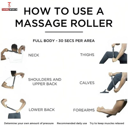 Massage Stick Muscle Roller for Athletes | Anti-Slip Grip, Portable Noiseless Massage Tool for Legs, Back & Arms