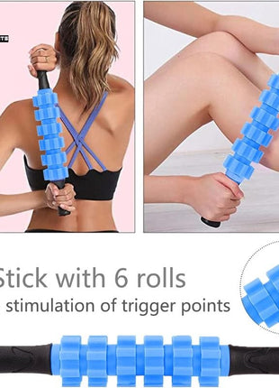 Massage Stick Muscle Roller for Athletes | Anti-Slip Grip, Portable Noiseless Massage Tool for Legs, Back & Arms