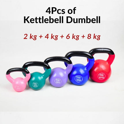 Kettlebells Vinyl Coated 4Pcs Set - (2kg, 4kg, 6kg, 8kg)
