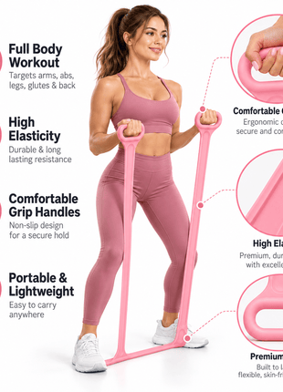 Multifunctional Elastic Resistance Band with 2 Handles ZSJ931 | Yoga, Pilates & Home Fitness Stretch Band
