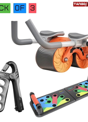 Pack of 3 - Automatic Ab Wheel Roller, Pushup board & Hand Grip 5-100kg