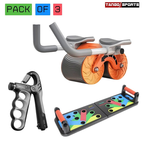 Pack of 3 - Automatic Ab Wheel Roller, Pushup board & Hand Grip 5-100kg
