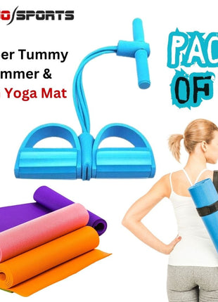 Pack of 2 - Yoga Mat and Rubber Tummy Trimmer – Anti-Slip, High-Quality Fitness Essentials for Home Gym