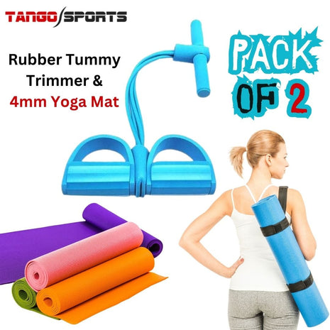 Pack of 2 - Yoga Mat and Rubber Tummy Trimmer – Anti-Slip, High-Quality Fitness Essentials for Home Gym
