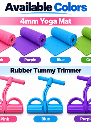 Pack of 2 - Yoga Mat and Rubber Tummy Trimmer – Anti-Slip, High-Quality Fitness Essentials for Home Gym