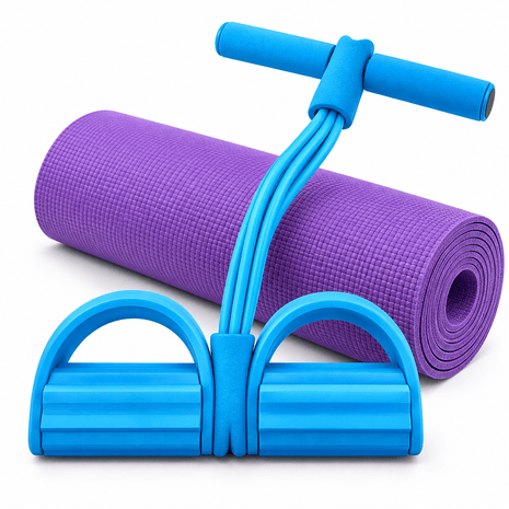 Pack of 2 - Yoga Mat and Rubber Tummy Trimmer – Anti-Slip, High-Quality Fitness Essentials for Home Gym
