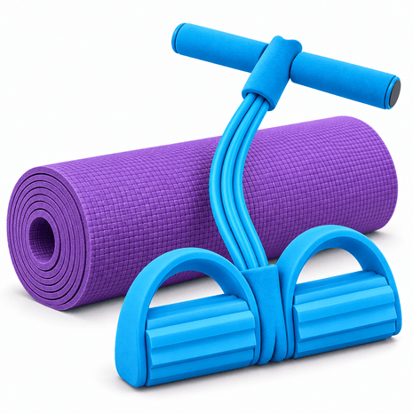 Pack of 2 - Yoga Mat and Rubber Tummy Trimmer – Anti-Slip, High-Quality Fitness Essentials for Home Gym