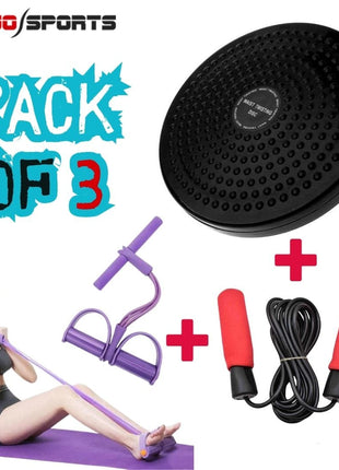 Twister Disc, Elastic Pull Rope Tummy Trimmer & Jump Rope ( Pack Of 3 )