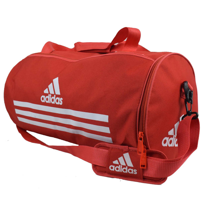 3 stripes Duffle Bag with shoes compartment, sports bag , travel bag  22 Inches - Red and Black