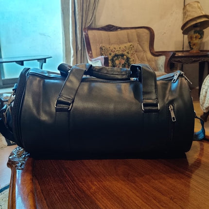 Tango Leather Duffle Bag With Shoe Compartment - Black