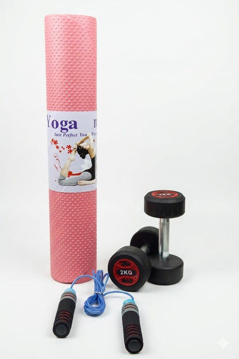 1 KG Dumbbells with 4mm Yoga Mat - Pack of 2