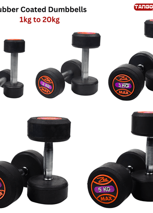 Rubber Coated Dumbbells 1KG TO 20KG - PACK OF 2