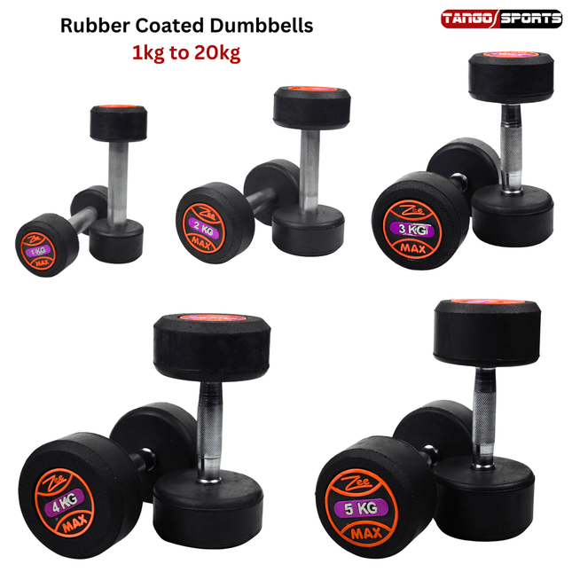 Rubber Coated Dumbbells 1KG TO 20KG - PACK OF 2