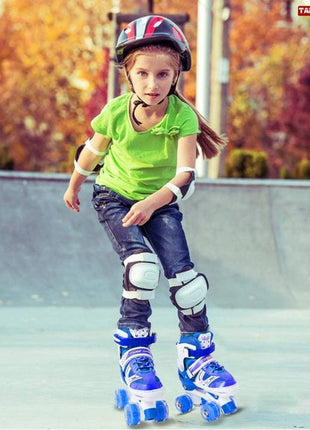 Adjustable Roller Skates Kits with Helmet And Protective Gear, Double-Row Skates Set for Beginners
