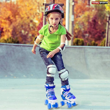 Adjustable Roller Skates Kits with Helmet And Protective Gear, Double-Row Skates Set for Beginners