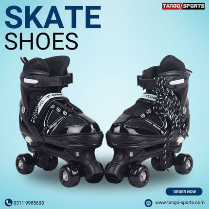 Power Superb Adjustable Roller Skate Shoes 2-Rows 4-Wheels - 2 Colors